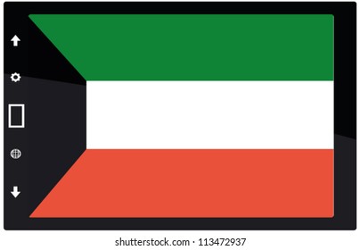 3d Black tabet pc on white background with Kuwait flag