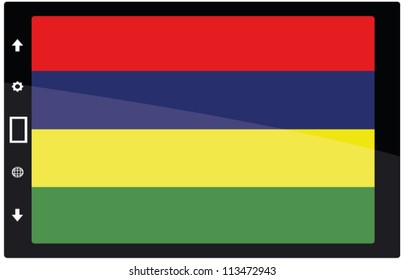 3d Black tabet pc on white background with Mauritius flag