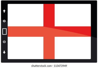 3d Black tabet pc on white background with England flag