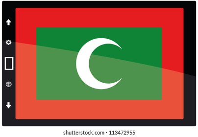 3d Black tabet pc on white background with Maldives flag