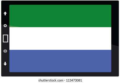 3d Black tabet pc on white background with Sierra Leone flag