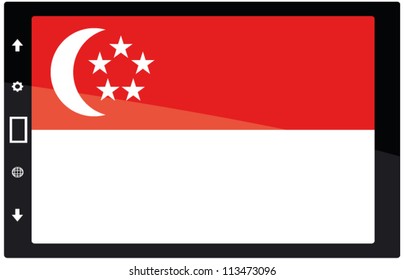 3d Black tabet pc on white background with Singapore flag