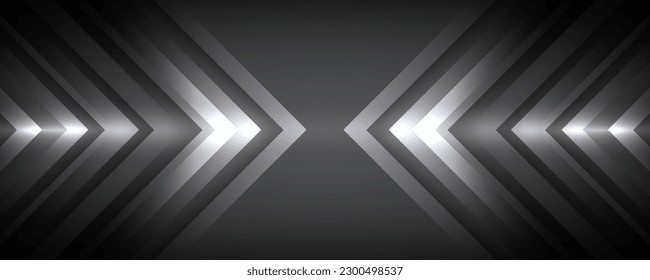 3D black techno abstract background overlap layer on dark space with glowing arrows effect decoration. Modern graphic design element motion style concept for banner, flyer, card, or brochure cover