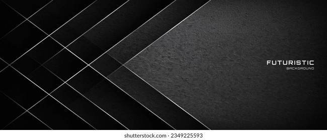 3D black techno abstract background overlap layer on dark space with cutting decoration. Modern graphic design element style. Rough cutout shape concept for web banner, flyer, card, or brochure cover