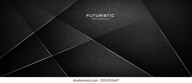 3D black techno abstract background overlap layer on dark space with cutting decoration. Modern graphic design element style. Rough cutout shape concept for web banner, flyer, card, or brochure cover