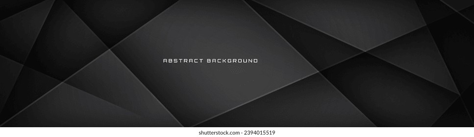 3D black techno abstract background overlap layer on dark space with polygonal shape effect decoration. Modern graphic design element cutout style concept for banner, flyer, card, or brochure cover