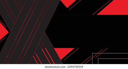 3D black techno abstract background overlap layer on dark space with red light effect decoration. Graphic design element dirty style concept for banner, flyer, card, brochure cover, or landing page