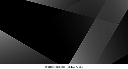 3D black techno abstract background overlap layer on dark space with blue light lines effect decoration. Graphic design element with polygonal cutout style concept for flyer, card, or brochure cover