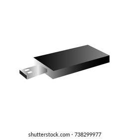 3d black Usb flash disk Vector,USB Flash Drive isolated on white background