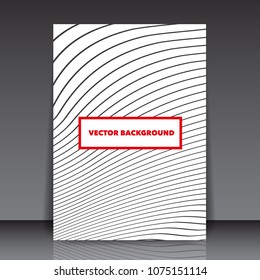 3D Black Wavy Lines on White Background with Red Heavy Frame and Text - Abstract Editable Flyer Template Vector Illustration