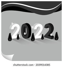 3d black and white 2022 vector design