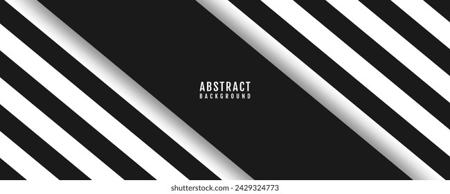 3D black and white abstract background overlap layer with stripes shape decoration. Simple banner with lines style. Modern graphic design element cutout concept for web, flyer, card, or brochure cover