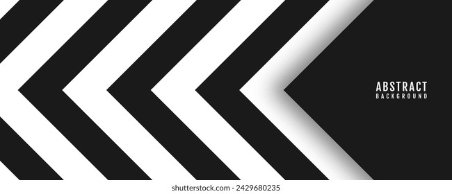 3D black and white abstract background overlap layer with stripes shape decoration. Simple banner with lines style. Modern graphic design element cutout concept for web, flyer, card, or brochure cover