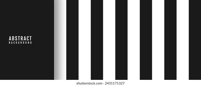 3D black and white abstract background overlap layer with stripes shape decoration. Simple banner with lines style. Modern graphic design element cutout concept for web, flyer, card, or brochure cover