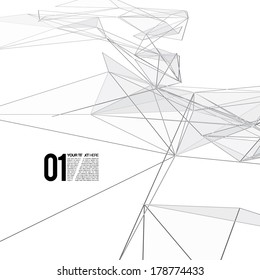 3D Black and White Abstract Mesh Background with Circles, Lines and Shapes   EPS10 Design Layout for Your Business