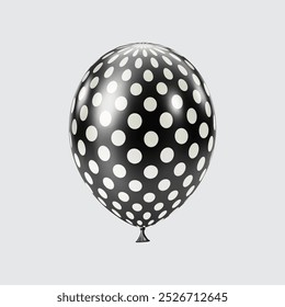 3D Black White balloon. Realistic glossy balloons. Dot pattern. Christmas party, black Friday, birthday and anniversary decoration. Celebration design element.