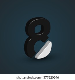 3d black & white character from a typeset, vector