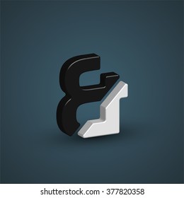 3d black & white character from a typeset, vector