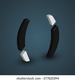 3d black & white character from a typeset, vector
