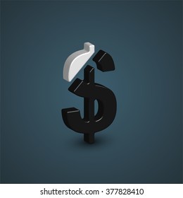 3d black & white character from a typeset, vector