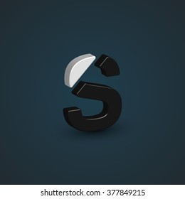 3D black and white character from a typeset, vector