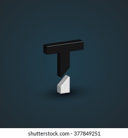 3D black and white character from a typeset, vector