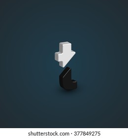 3D black and white character from a typeset, vector