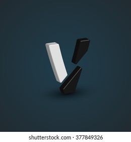 3D black and white character from a typeset, vector