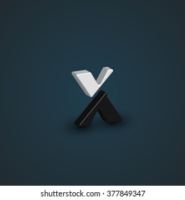 3D black and white character from a typeset, vector