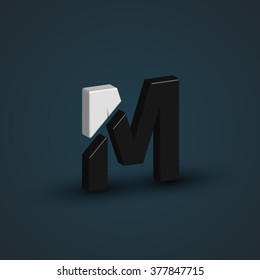 3D Black And White Charater From A Typeset, Vector