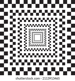 tablero de ajedrez en blanco y negro en 3D sobre fondo blanco.