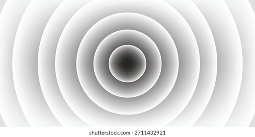 Diseño de fondo de patrón circular o movimiento circular en blanco y negro 3D, fondo abstracto 3D estilo de corte de papel en forma circular, Elementos de logotipo redondos de Tecnología para el diseño moderno, ilustración de Arte vectorial