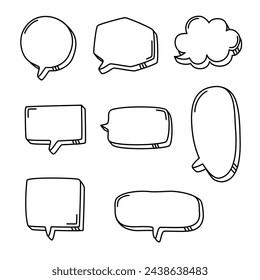 3d Black and white color speech bubble balloon, think frame border speak talk text box banner, flat design vector illustration