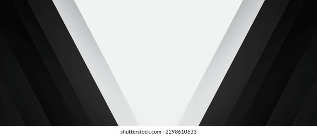 3D black white geometric abstract background overlap layer on bright space with slash effects decoration. Graphic design element cutout style concept for banner, flyer, card, or brochure cover