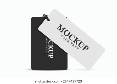 3d black and white hang tag illustration mockup for branding label or cloth.