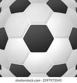 3D black and white hexagon soccer ball curve out pattern square background graphic illustration.