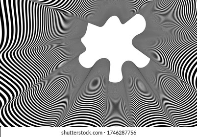 3D black and white lines in perspective abstract vector background, linear perspective pattern op art, blank copy space for text.