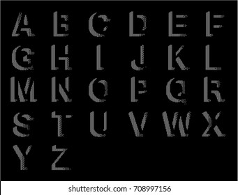 3D black white stipple dots texture font typographic letters alphabet