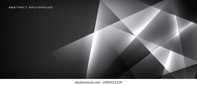 3D black white techno abstract background overlap layer on dark space with cutout effect decoration. Modern graphic design element polygonal style concept for banner, flyer, card, or brochure cover