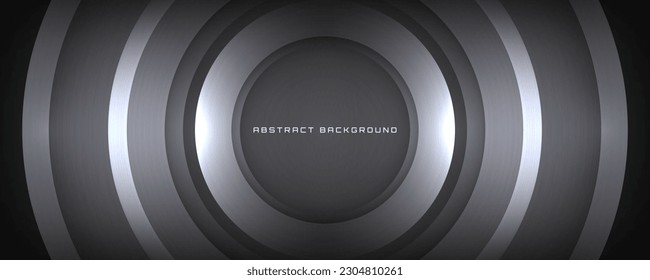 3D black white techno abstract background overlap layer on dark space with glowing circles decoration. Modern graphic design element cutout style concept for banner, flyer, card, or brochure cover