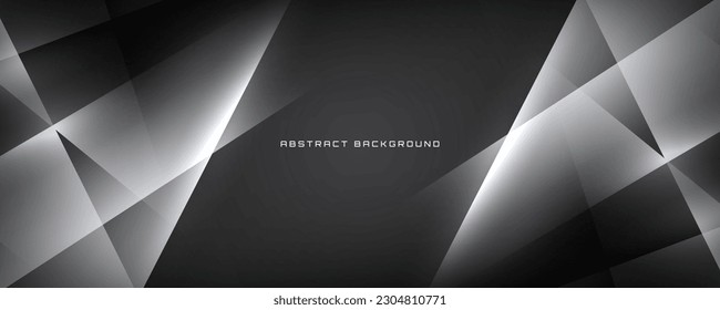 3D black white techno abstract background overlap layer on dark space with cutout effect decoration. Modern graphic design element polygonal style concept for banner, flyer, card, or brochure cover