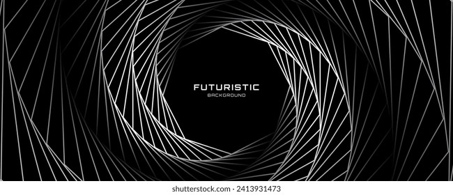 capa de fondo abstracto tecno blanco negro 3D solapada en el espacio oscuro con la decoración de formas de líneas brillantes. Diseño gráfico moderno concepto de estilo futuro para banner, volante, tarjeta o portada