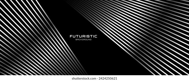 3D schwarz weiß Techno abstrakte Hintergrund Überlappungsschicht auf dunklem Raum mit glühenden Linien Dekoration. Modernes Grafikdesign-Element Future Style Konzept für Webbanner Flyer, Kartenabdeckung oder Broschüre