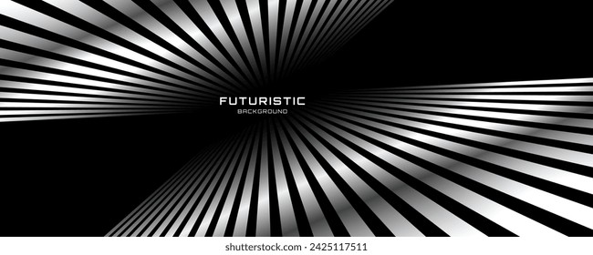 3D black white techno abstract background overlap layer on dark space with glowing lines decoration. Modern graphic design element future style concept for web banner flyer, card cover or brochure