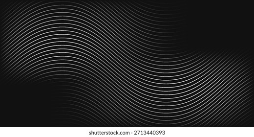 Capa de superposición de fondo abstracto techno blanco negro 3D en el espacio oscuro con decoración de efecto de ondas. Concepto moderno del estilo de las rayas del elemento de Diseño gráfico para el Anuncio, el volante, la tarjeta, o la cubierta del folleto