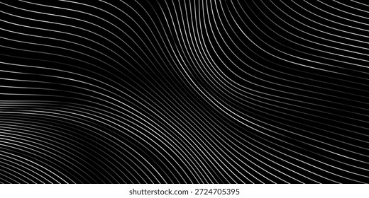 3D black white techno abstract background overlap layer on dark space with waves effect decoration. Modern graphic design element stripes style concept for banner, flyer, card, or brochure cover