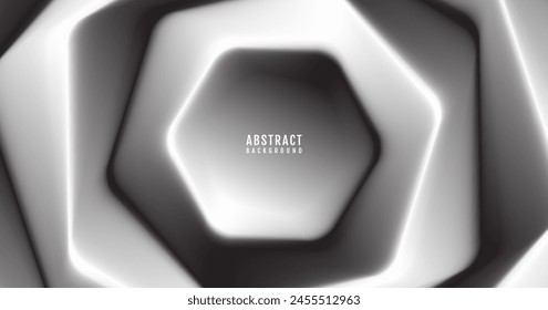 3D black white techno background overlap layer on bright space with blurred shape effect decoration. Modern graphic design element gray hexagons style concept for web, flyer, card, or brochure cover