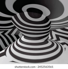 3D black and white wallpaper . Digital image with a psychedelic stripes. Abstract psychedelic stripes for digital wallpaper design Urban Vector Texture Template