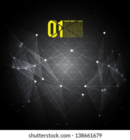 3D Black and Yellow Abstract Mesh Background with Circles, Lines and Shapes | EPS10 Design Layout for Your Business