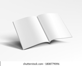 3D Blank A4 Magazine Flying On White Background. EPS10 Vector